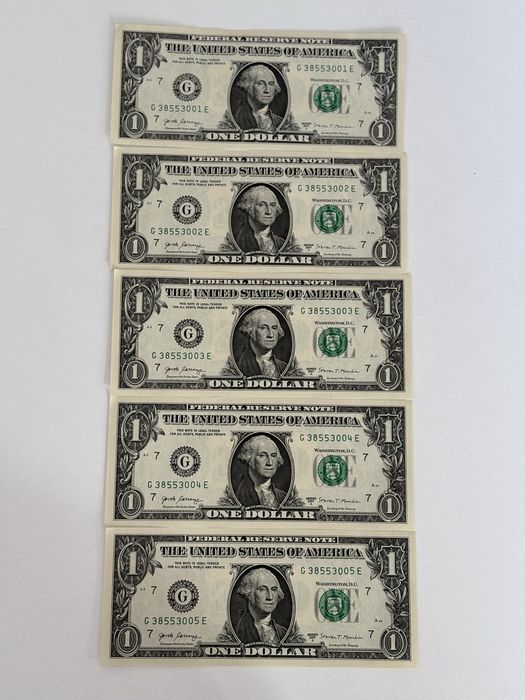 100 Bancnote de colectie de 1 5 si 10 dolari UNC din 2017