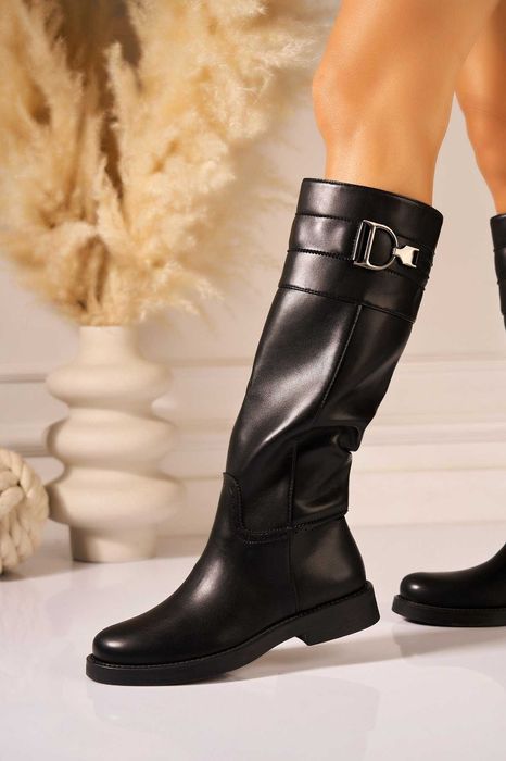Дамски високи ботуши  в черно-ПРОМОЦИЯ