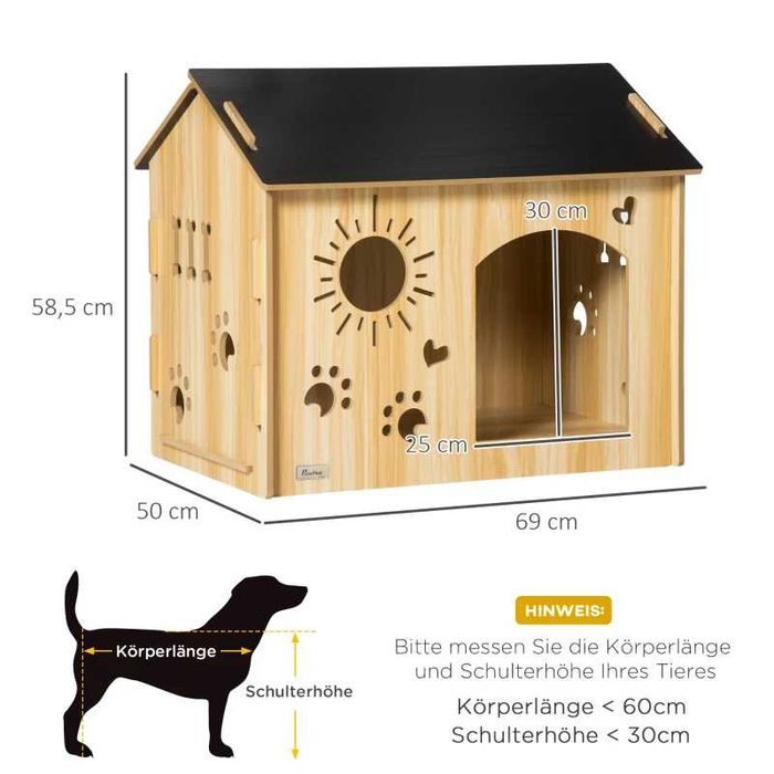 Кучешка къщичка PawHut, с вентилационни отвори
