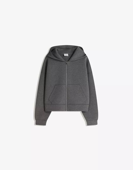 Bershka сив neoprene суичър с цип