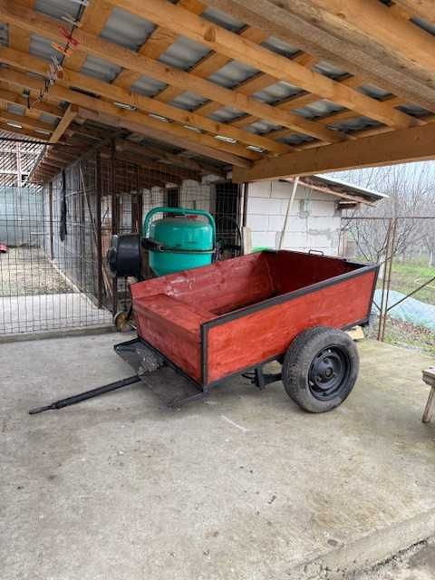 Remorcă motocultor NOUĂ, construcție solidă, oblon rabatabil