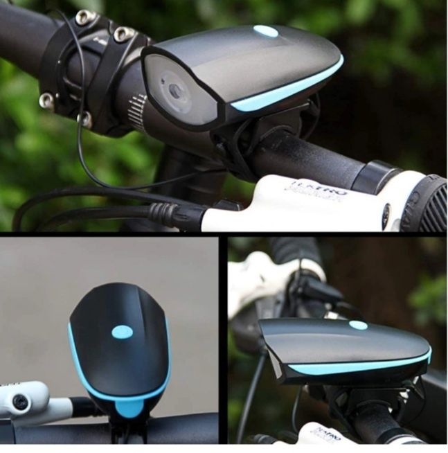 Far lanterna LED 250 lm 2 în 1 sonerie Usb120 db ghidon bicicleta trotineta cursiera mtb 1200 mAh