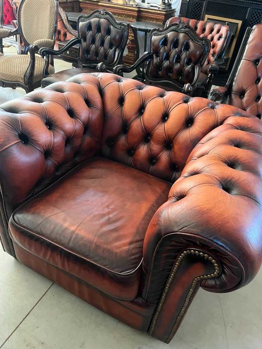 Fotoliu Chesterfield/piele naturala!