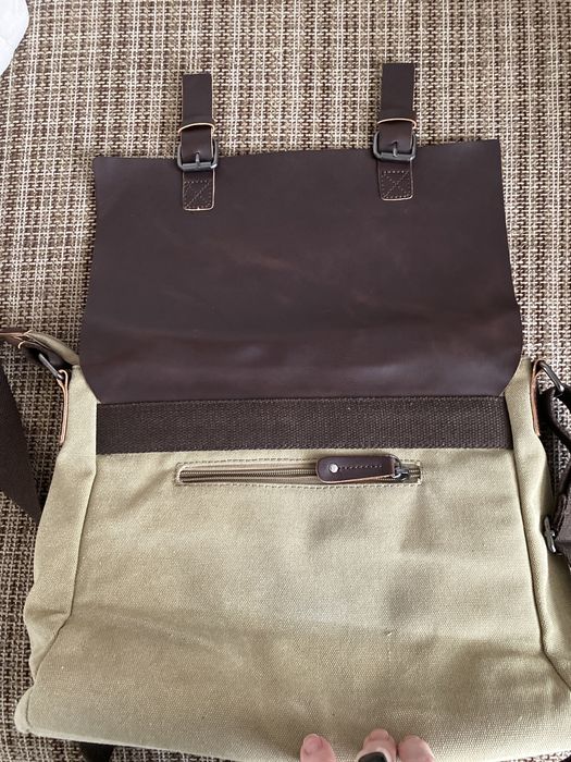 Geanta piele cu material canvas
