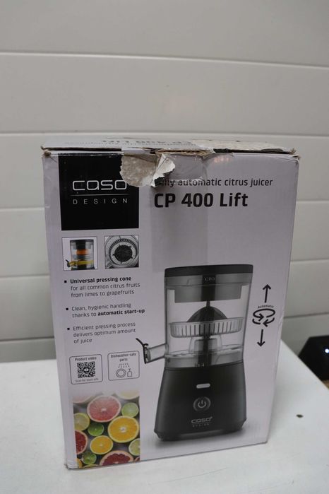 Електрическа сокоизстисквачка за цитруси CASO CP 400 Lift, висок добив на сок, без BPA, универсален пресов конус за всички цитрусови плодове