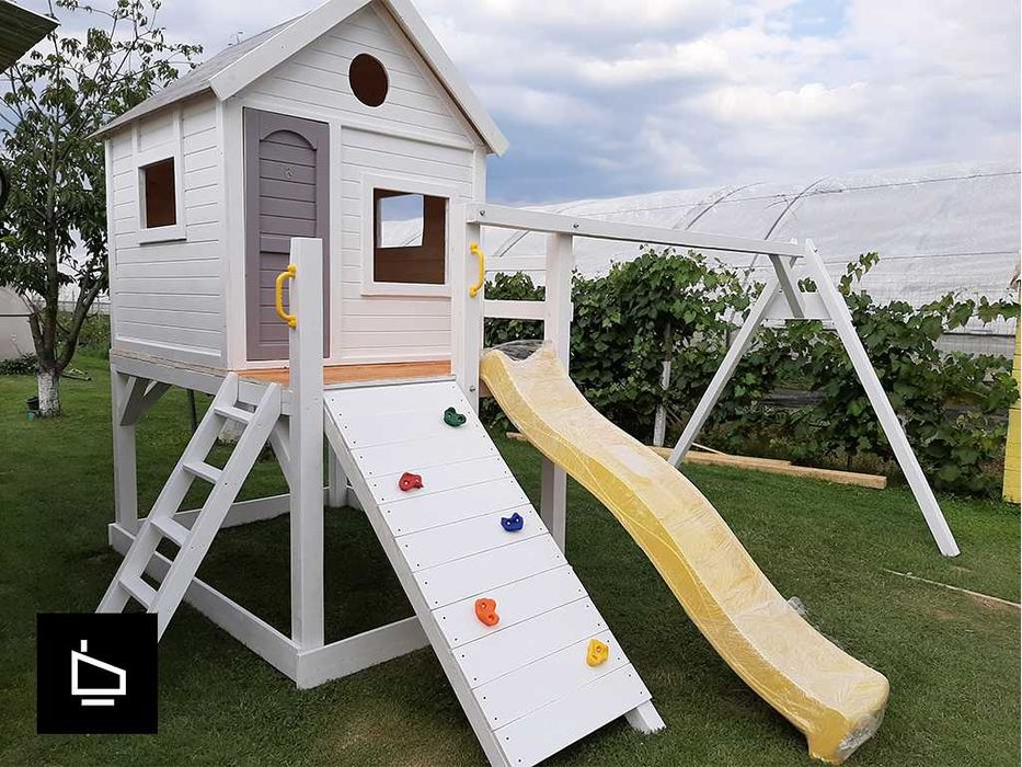 *New* Casuta copii Emma, loc de joaca, tobogan, escalada, leagane