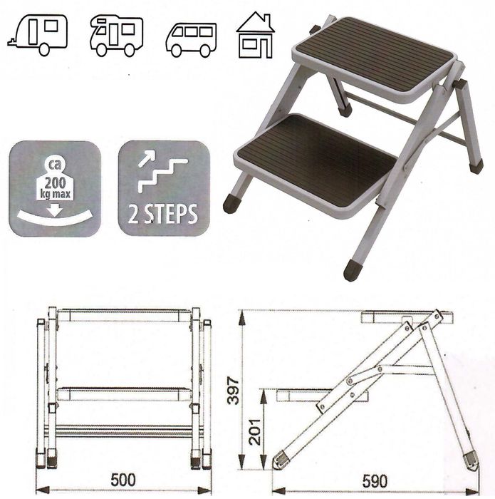 Сгъваема Двойна Степенка Стълба Каравана Кемпер Батут Надуваем Басейн