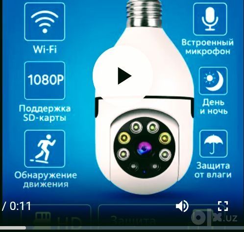 Wi-Fi kamera lampochka shaklida 1080P, harakat sensori bilan