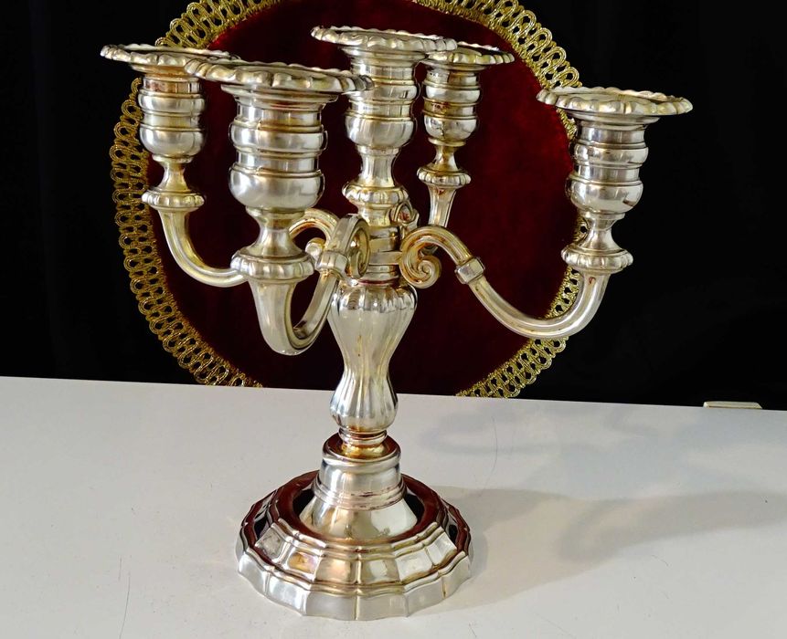 Посребрен свещник петица,1.6 кг.,викториански.