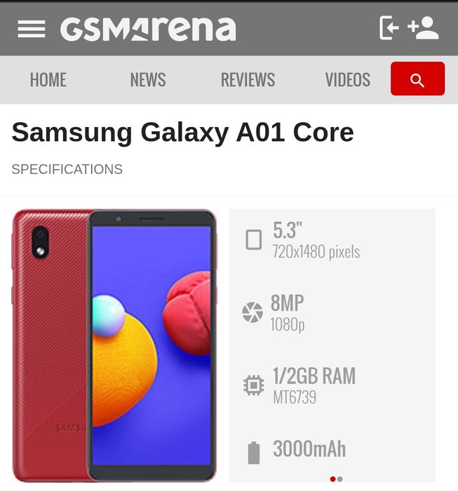 Смартфон Samsung Galaxy A01 core