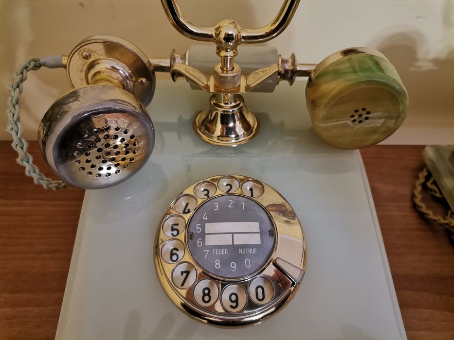 Старинен ретро домашен телефон POST DFeAp 302 от бронз и мрамор