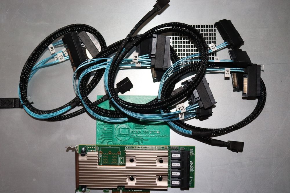 Kit Storage HBA Original  LSI Broadcom 9305-16i IT Mode 12Gb/s + 4 x Cabluri SAS/SATA