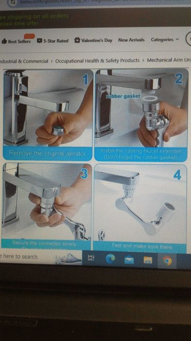 Extensie brat rotativ 1080 grade baterie baie,bucatarie,metal