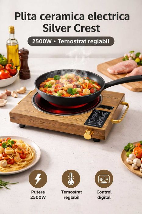 Plita ceramica electrica Silver Crest 2500W termostat reglabil