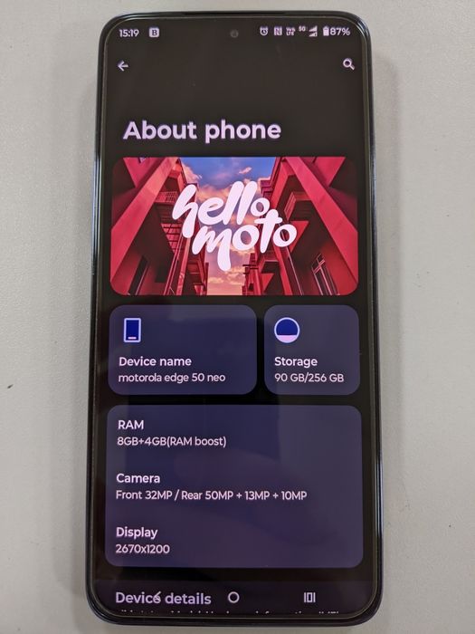 MOTOROLA Edge 50 Neo 5G, 256GB, 8GB RAM, Dual SIM, albastru