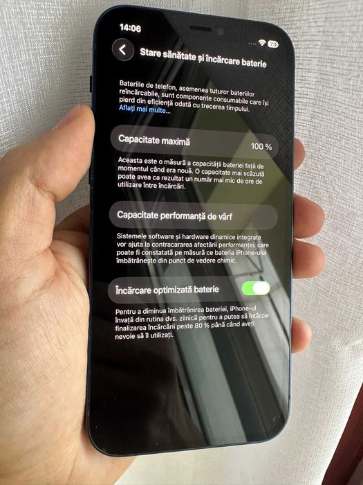 Iphone 12 256 GB Albastru cu baterie 100% originala Impecabil