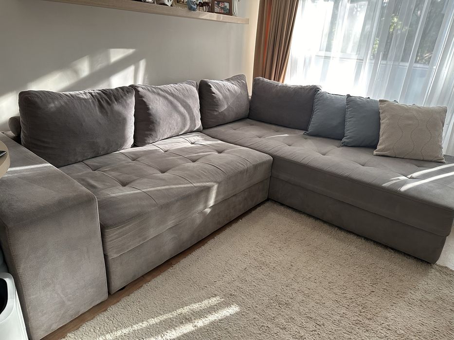 Ъглов диван с площ за спане и съгранение Терано