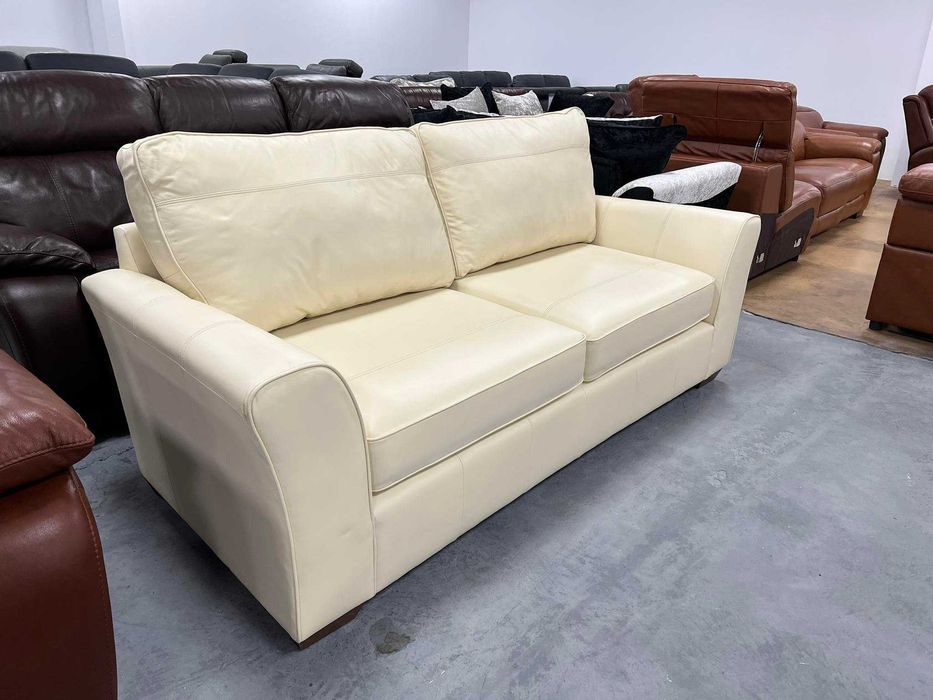 Кремав кожен диван двойка - 100 % естествена кожа
