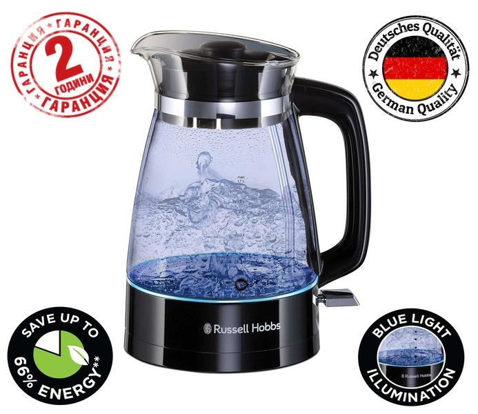 ПРОМО Нова Мощна Електрическа Канa RUSSELL HOBBS 2400W 1.7L с Гаранция