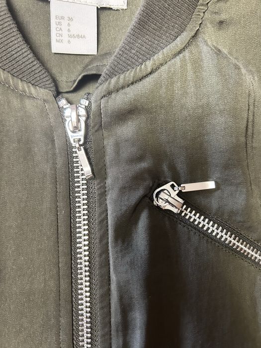 H&M Jachetă Bomber, Verde Kaki, 100% Poliester, Mărimea 6 (EUR 36)