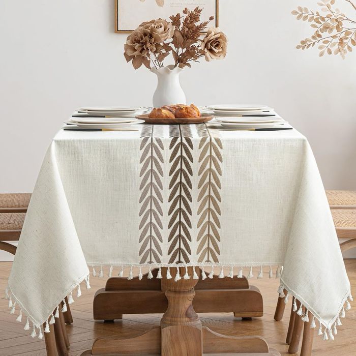 Față de masă 140x240 boho cu ciucuri linen look decor dining elegant