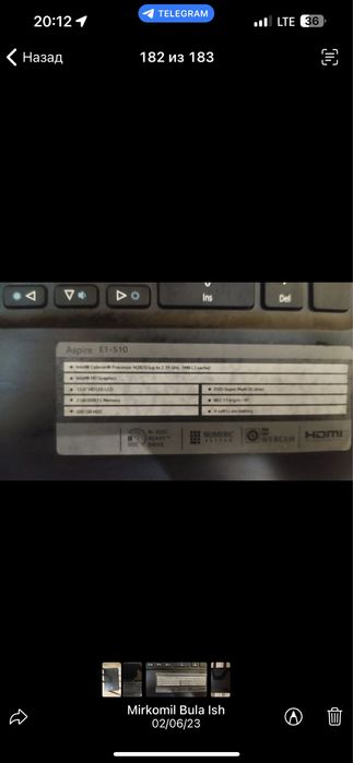 ноутбук офис ишлари учун ишлатилган