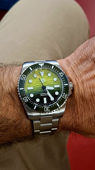 Ceas San Martin SN0126-GS Green 38mm Myiota 90S5. Nou! La cutie, Factură și garanție 2 ani.