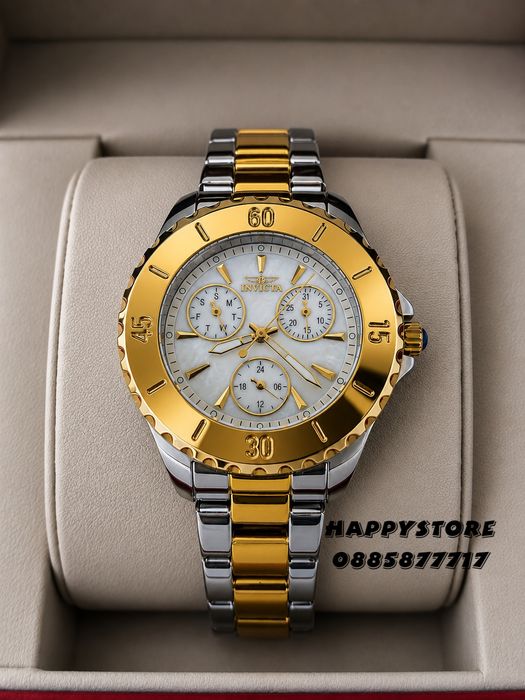 INVICTA Mother of pearl silver/gold white dial 38 mm, Инвикта нов дамски часовник