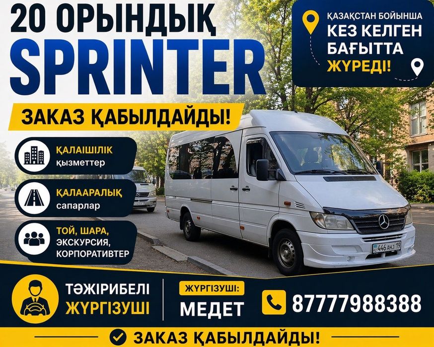 Спринтер двадцать мест в любой направлениия