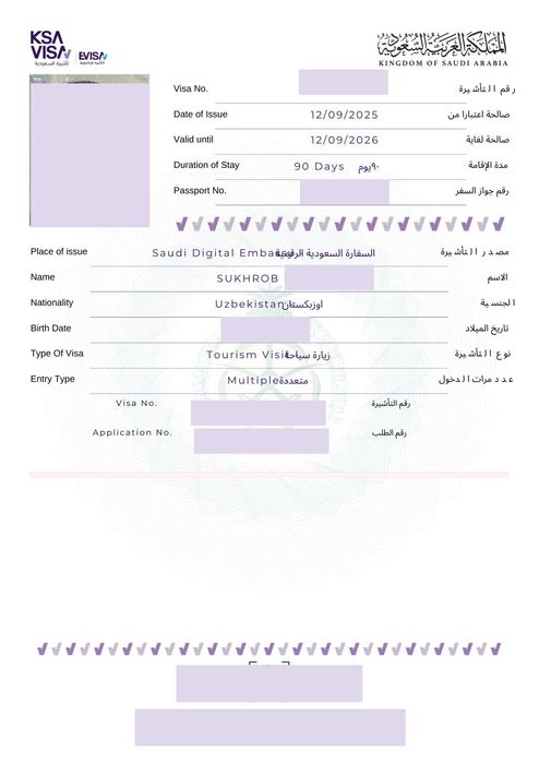 Саудия Арабистони Туризм Визаси