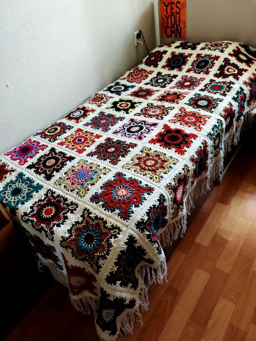 Хендмейд-покрывало «Boho Patchwork», ручная вязка