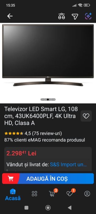 Vând SMART LG bine întreținut mai