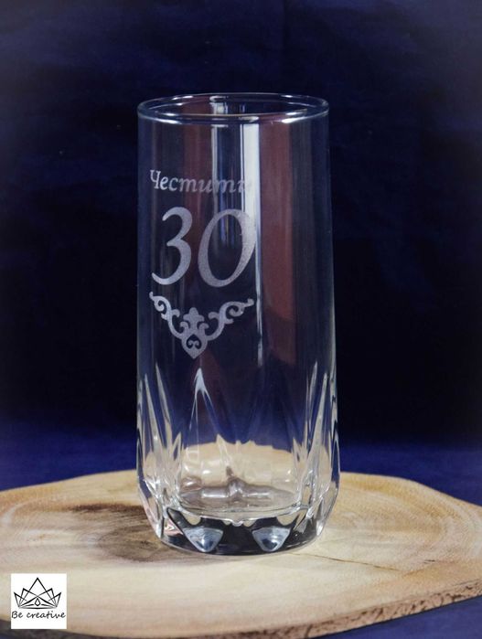 Лазерно гравирани стъклени чаши за вода/безалкохолно три броя