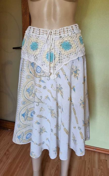 Fusta midi bumbac 100%, dublura de bumbac, talie crosetata, marime universala
