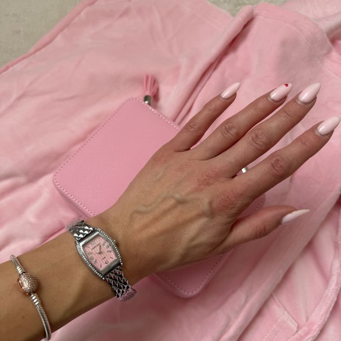 Нов часовник сребрист с розов циферблат