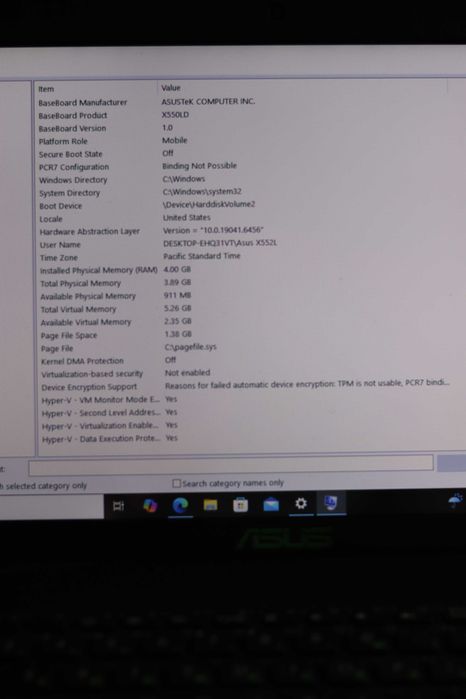 Лаптоп Asus X552L с лицензирана Windows 10 Pro ОС