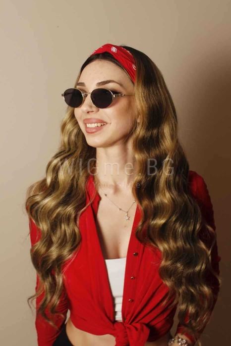 Дълга къдрава тъмноруса лейс фронт перука Лана