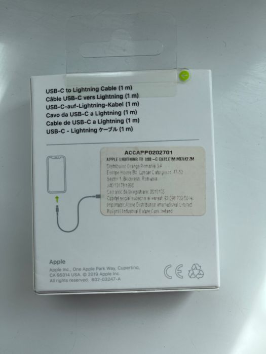 Apple cablu USB-C to Lightning 1m original sigilat