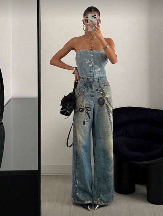 дамски дънков гащеризон L