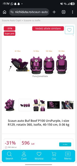 Scaun auto cu isofix