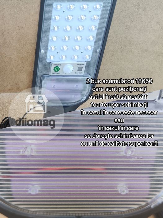 Lampa LED 120W cu panou fotovoltaic detasabil, senzori si telecomanda