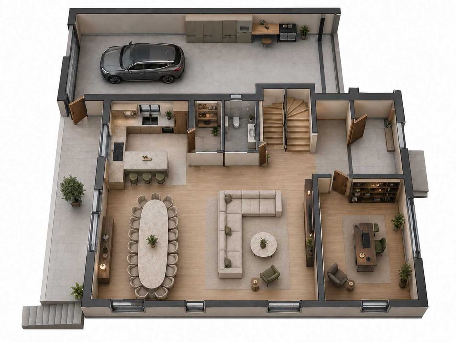 Vilă individuală 320 mp cu zonă de divertisment, fitness și SPA privat – teren 620 mp, la 7–9 km de Cluj-Napoca