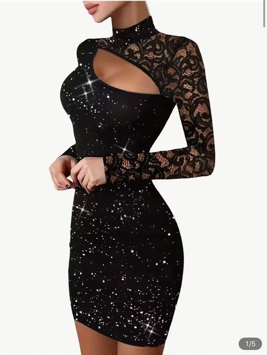 Rochie negru strălucitoare