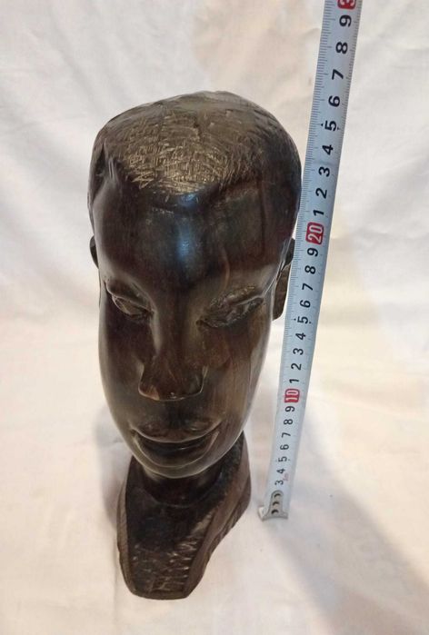 Sculptura africana (bust) in lemn de abanos, foarte masiva
