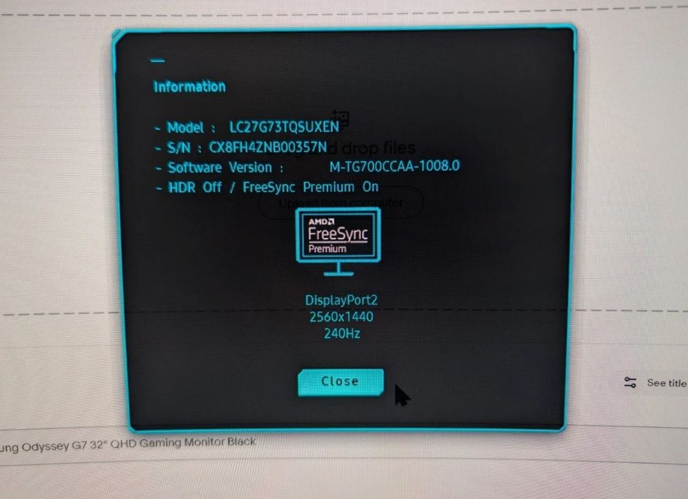 Samsung Odyssey G7 27 inch 240 Hz 1 ms