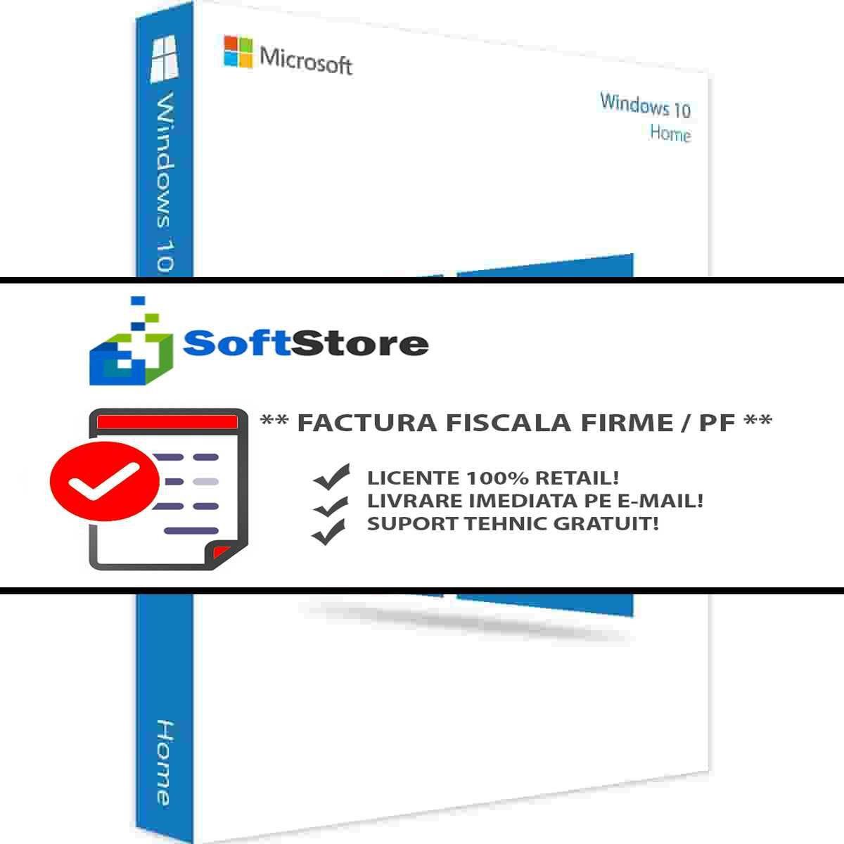 Licente Retail Windows 10 Home Pro Factura Fiscala Legal