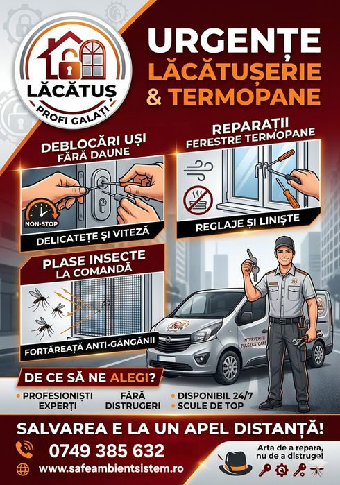 Servicii de reparatii usi si ferestre/Deblocari Usi/Reparatii Termopane/Rulouri