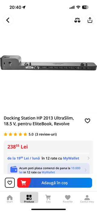 Docking station HP slim pentru laptopuri elitebook