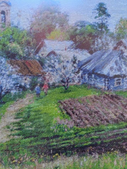 Гоблен ,, Пролет на село", ръчно ушит, единствен екземпляр в света