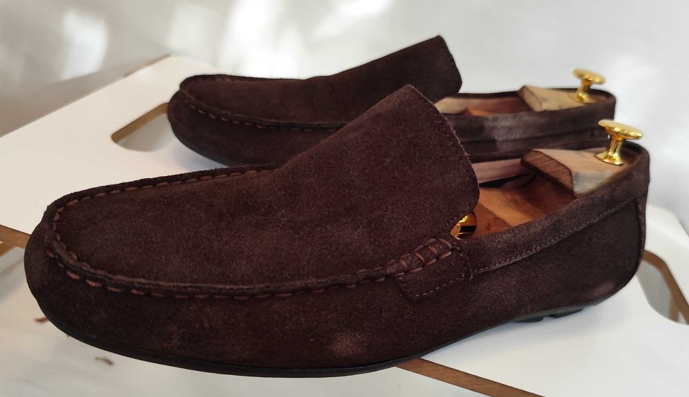 Pantofi mocasini 43 44 slip on Clarks piele naturala moale maro